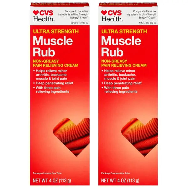 2 Pack - CVS Health Ultra Strength Muscle Rub Cream 4oz CVS